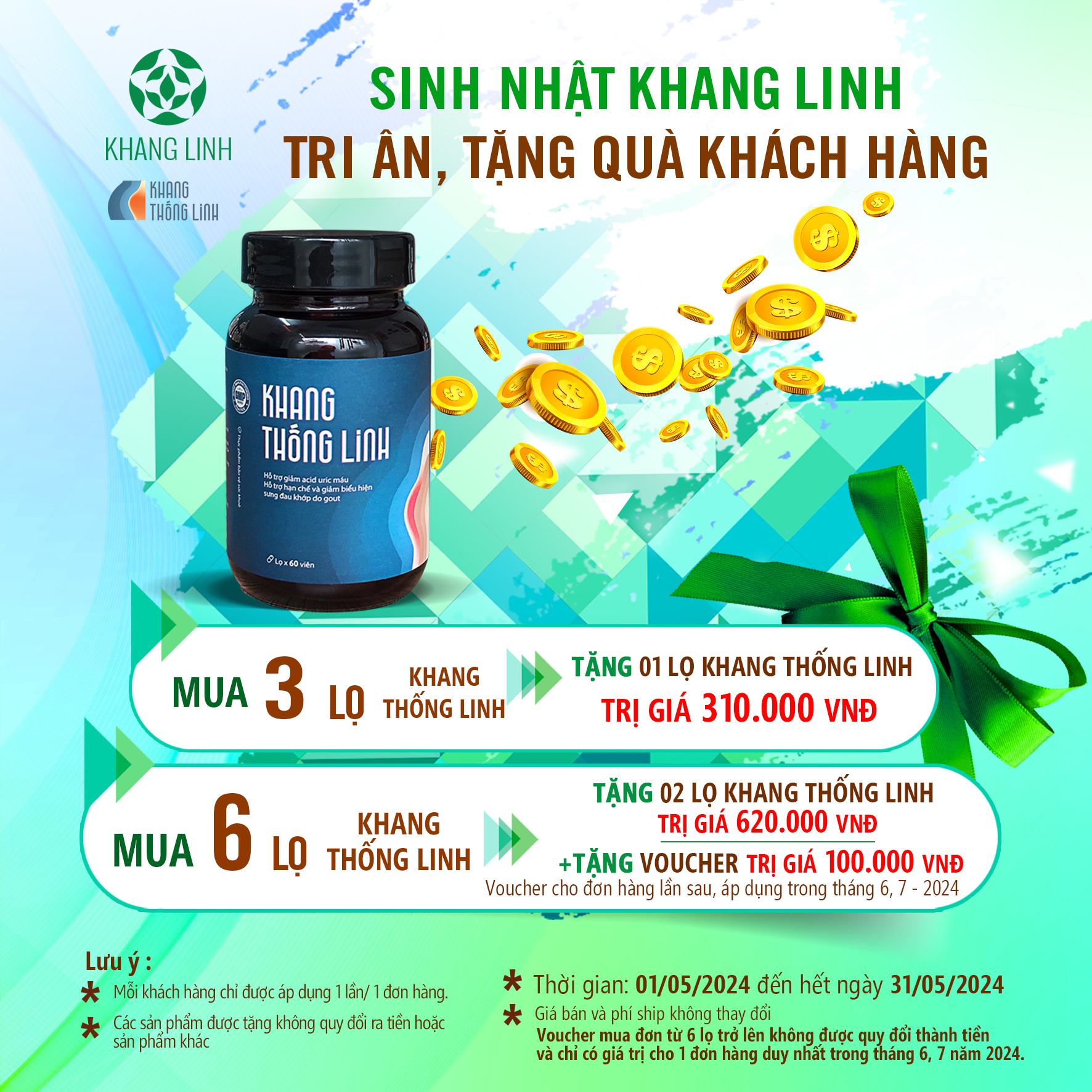 Thông báo chương trình tri ân tặng quà khách hàng nhân dịp sinh nhật Khang Linh